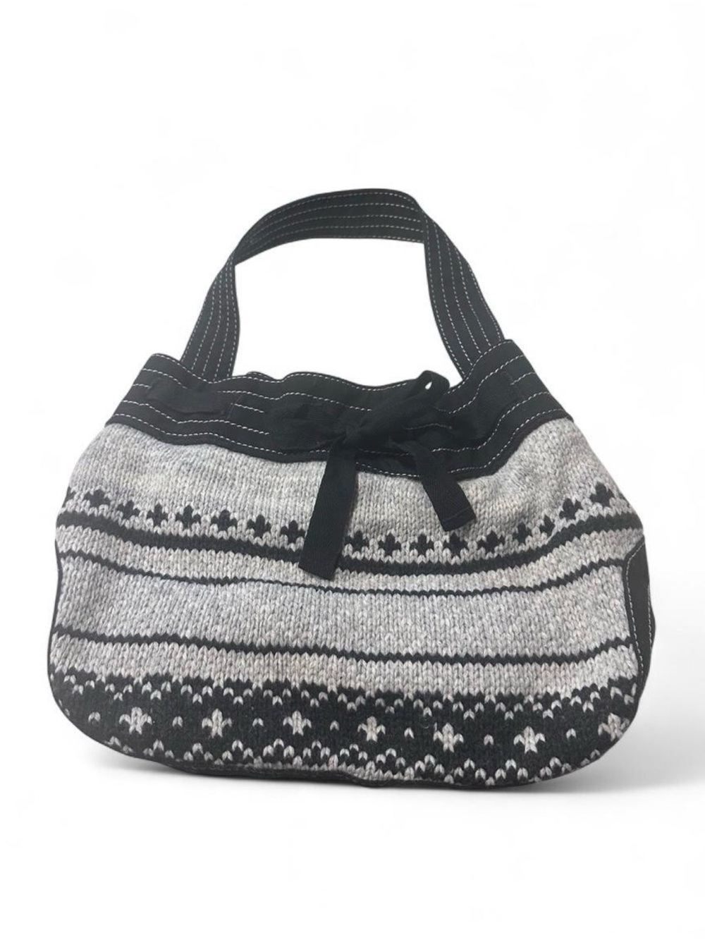 American Eagle Outfitters Black and Gray Knit Shoulder Bag